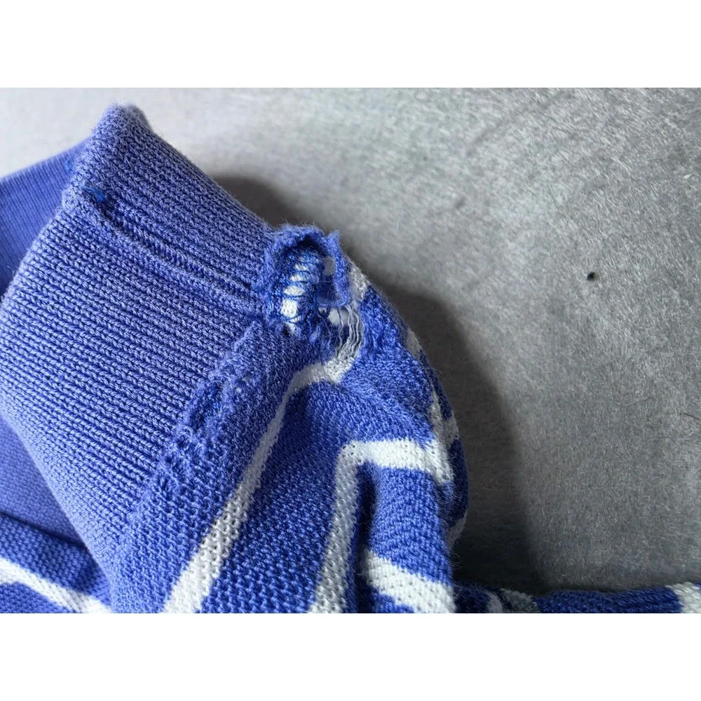 Polo Ralph Lauren Polo Shirt Mens 4XL Big Blue White Striped High Low Hem Golf